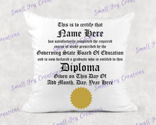 Load image into Gallery viewer, Diploma Pillow &amp; Canvas Bag
